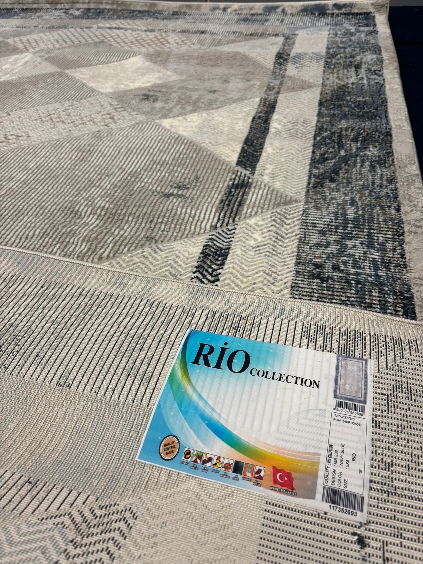 Minimalist Beige-Grey Area Rug – Textured Modern Neutral Carpet