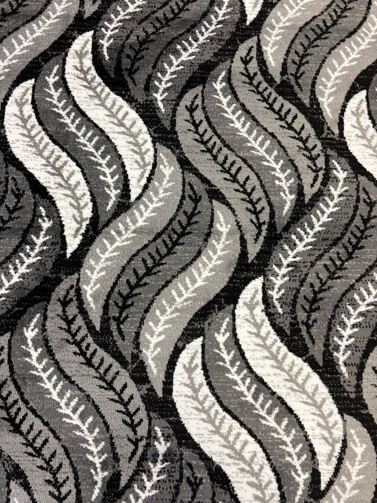 Modern Leaf Pattern Grey & Black Area Rug