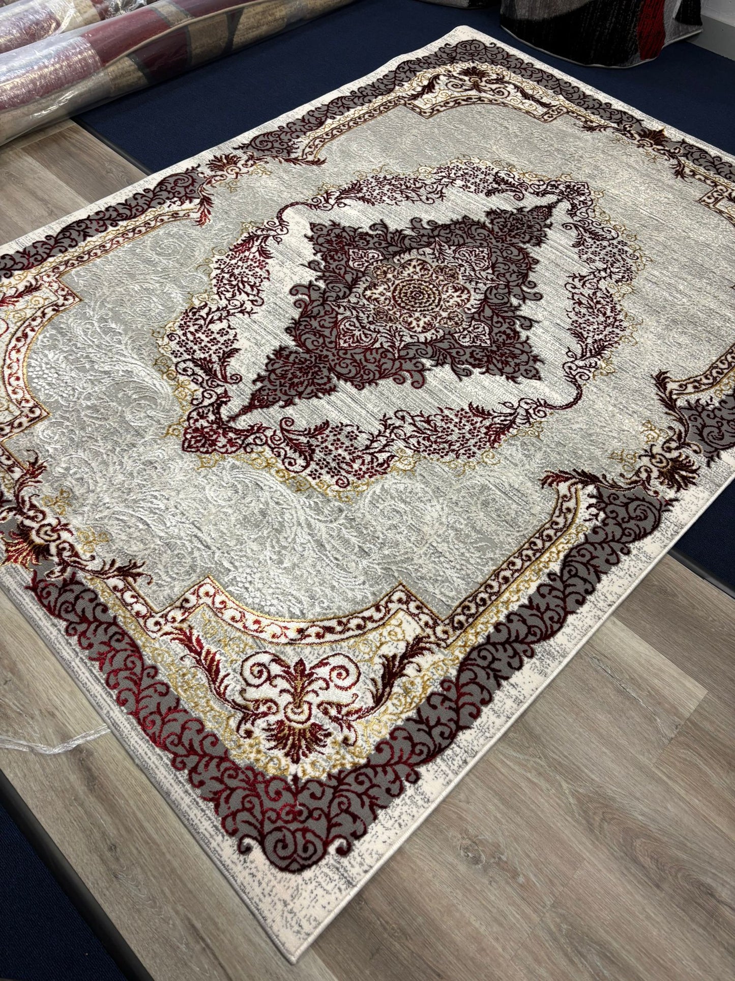 Persian Style Burgundy and Gold Area Rug – Classic Medallion Design | Elegant Traditional Look