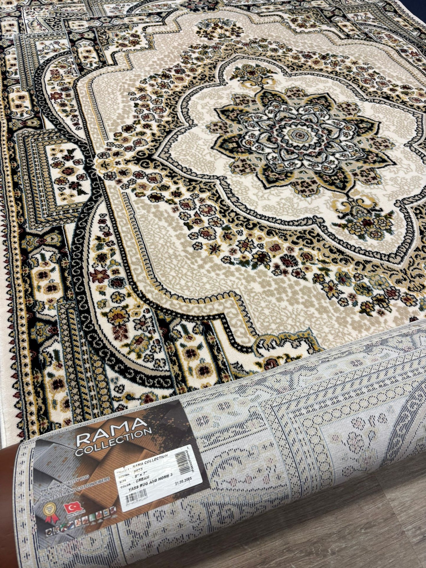 Persian Style Green Medallion Rug – Elegant Floral Design in Ivory & Gold | Classic Luxury Area Rug | Free USA Shipping