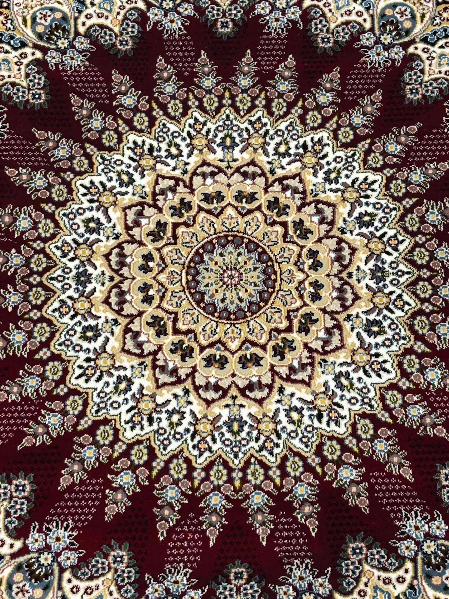 Persian Medallion Area Rug – Deep Burgundy, Gold & Cream | Classic Luxury Design | Free USA Shipping