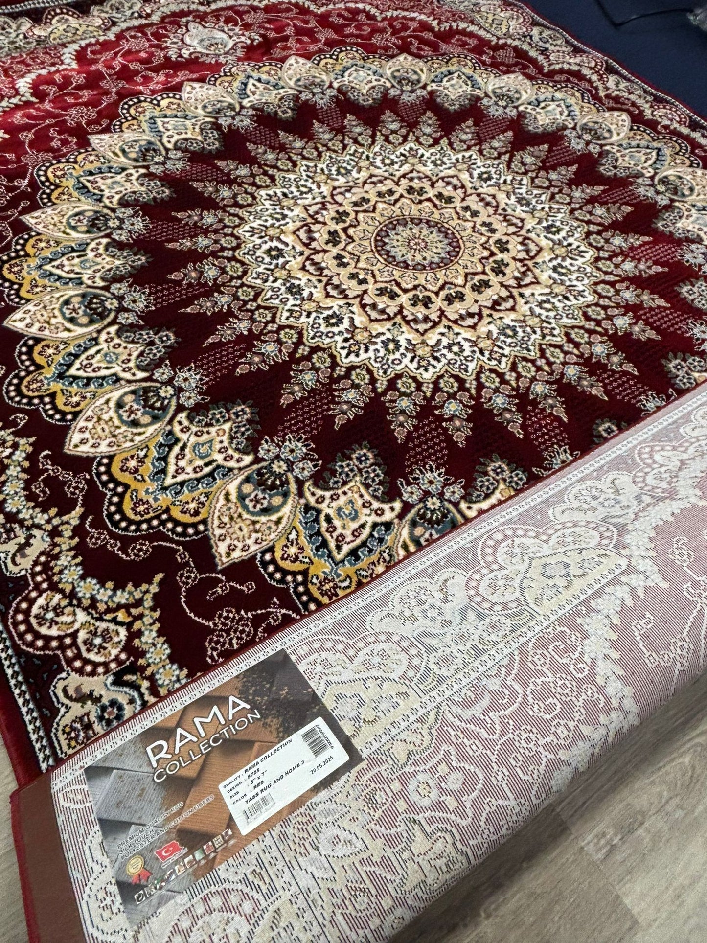 Persian Medallion Area Rug – Deep Burgundy, Gold & Cream | Classic Luxury Design | Free USA Shipping