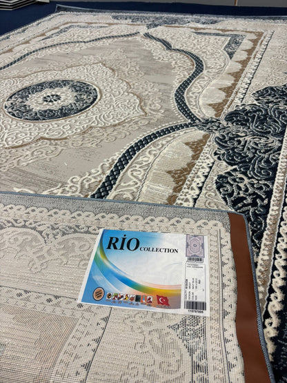 Classic Medallion Area Rug – Beige, Cream & Black Ornamental Carpet