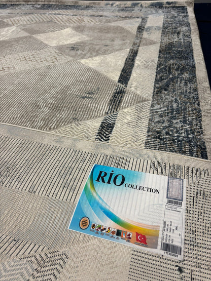 Minimalist Beige-Grey Area Rug – Textured Modern Neutral Carpet