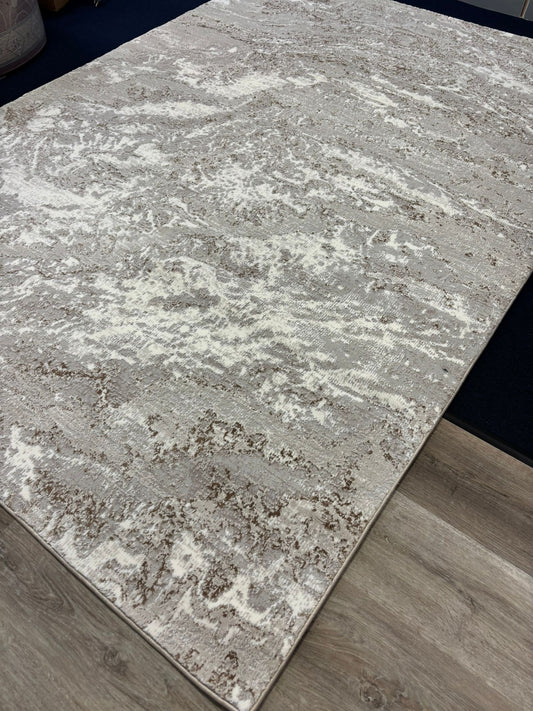 Minimalist Beige-Grey Area Rug – Textured Modern Neutral Carpet