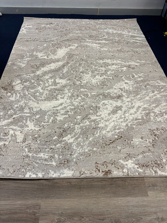 Minimalist Beige-Grey Area Rug – Textured Modern Neutral Carpet