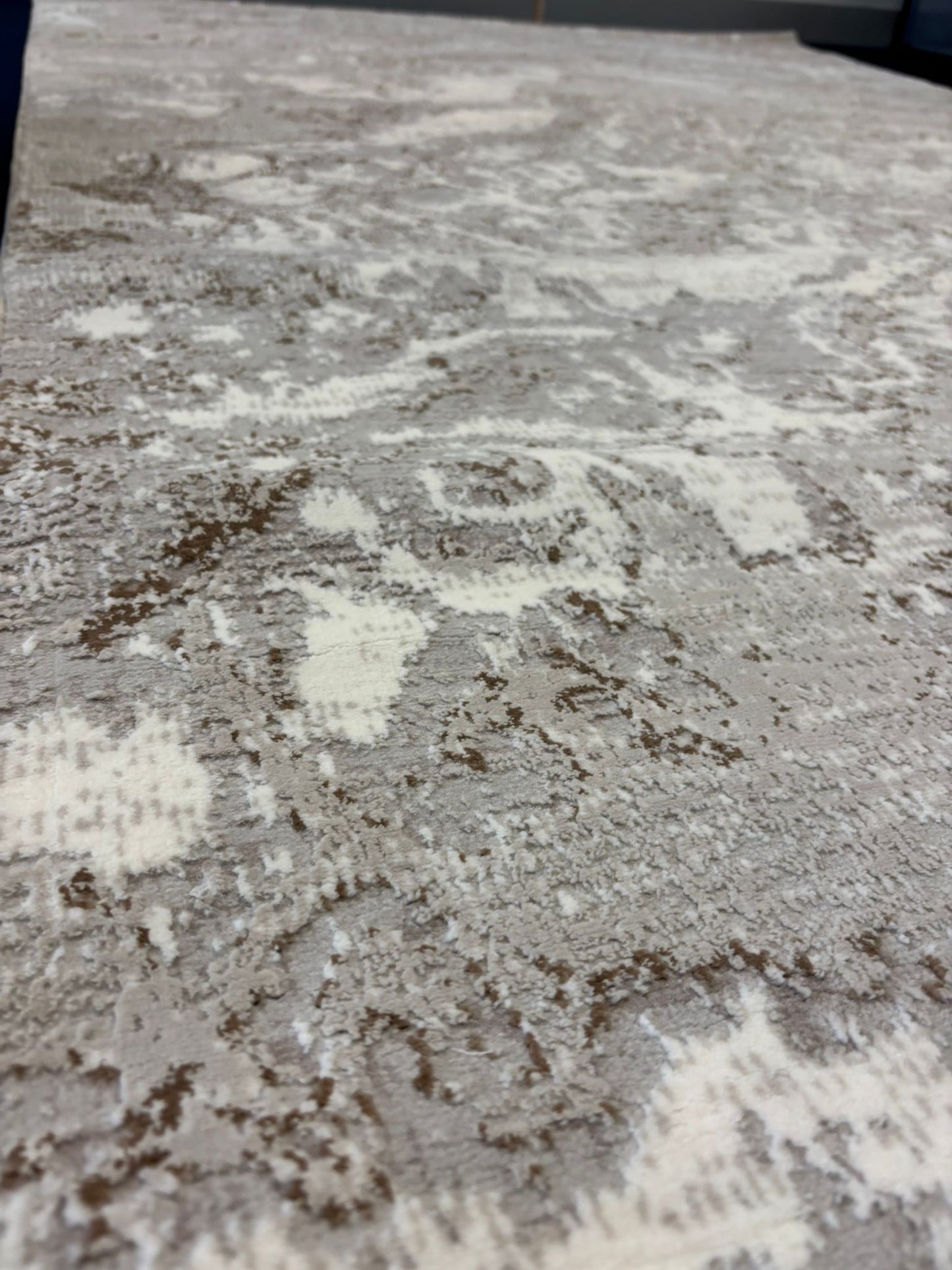 Minimalist Beige-Grey Area Rug – Textured Modern Neutral Carpet