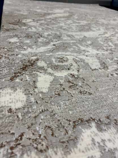 Minimalist Beige-Grey Area Rug – Textured Modern Neutral Carpet