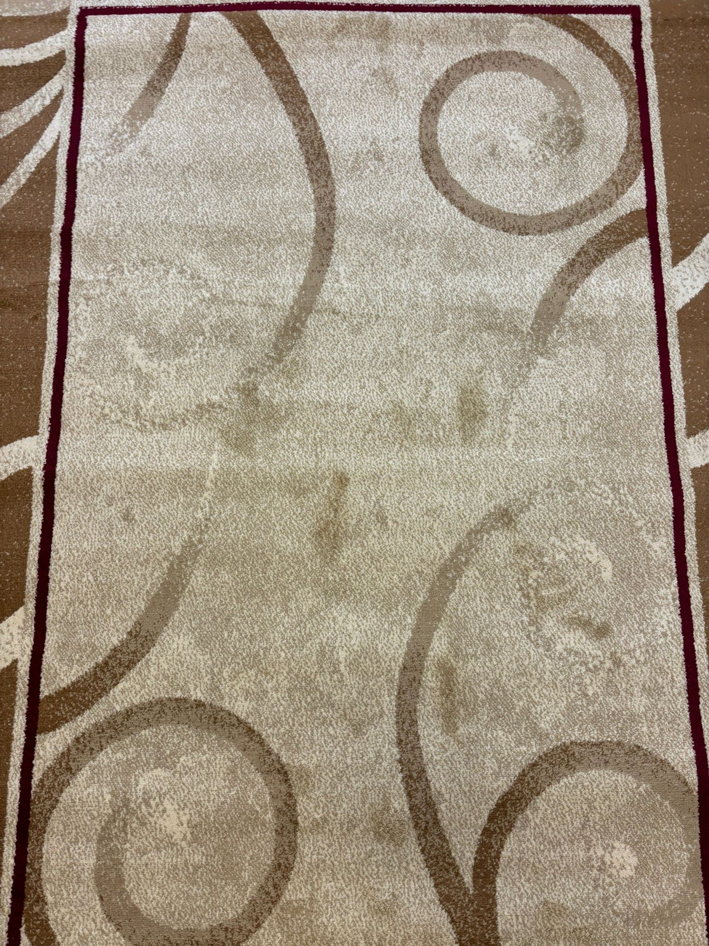 Beige & Brown Scroll Pattern Area Rug – Elegant Classic Design