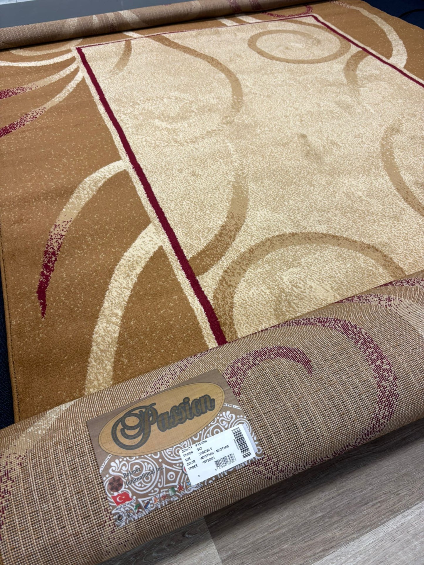 Beige & Brown Scroll Pattern Area Rug – Elegant Classic Design