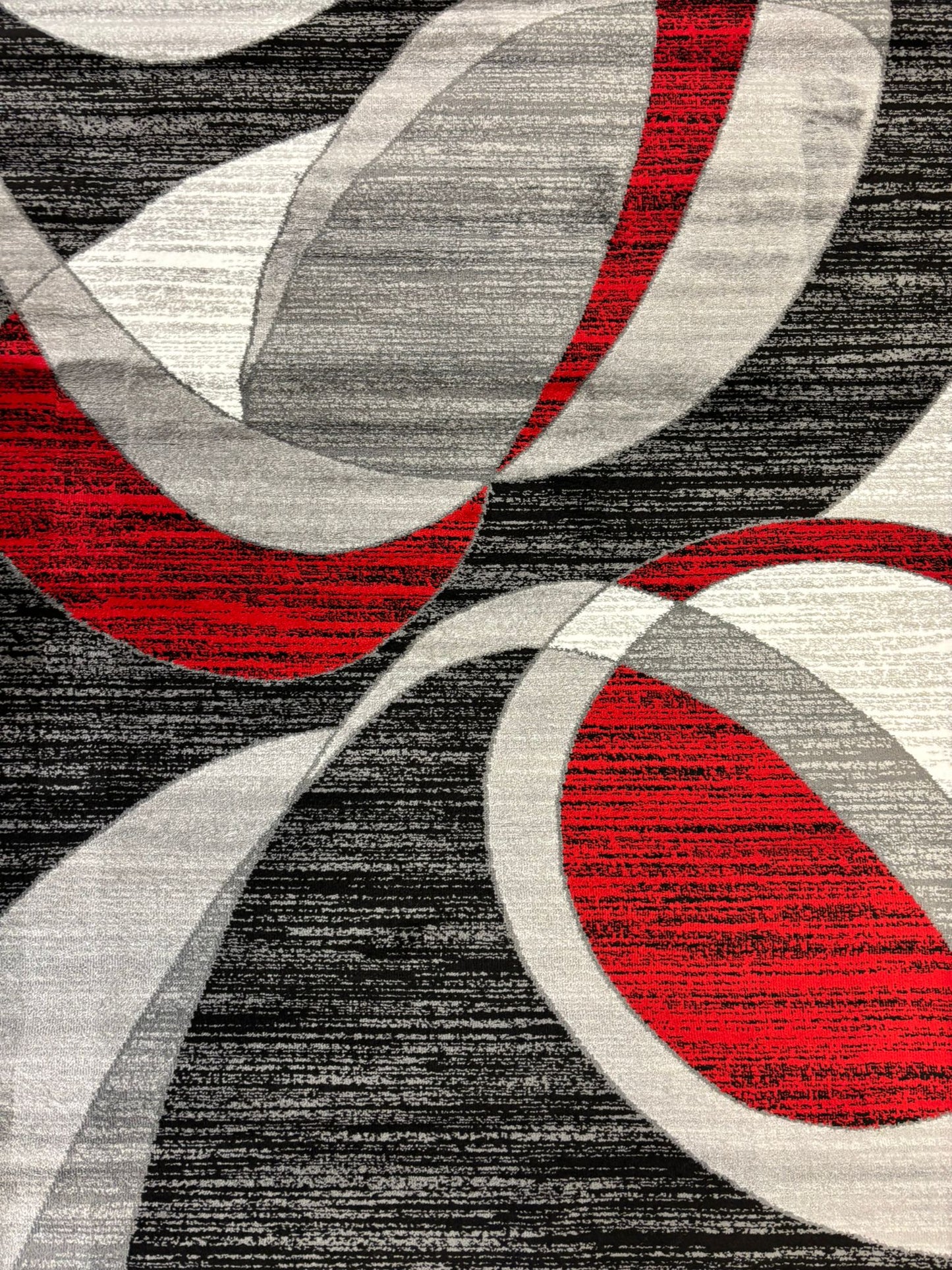 Red & Black Modern Swirl Area Rug – Eye-Catching Abstract Carpet