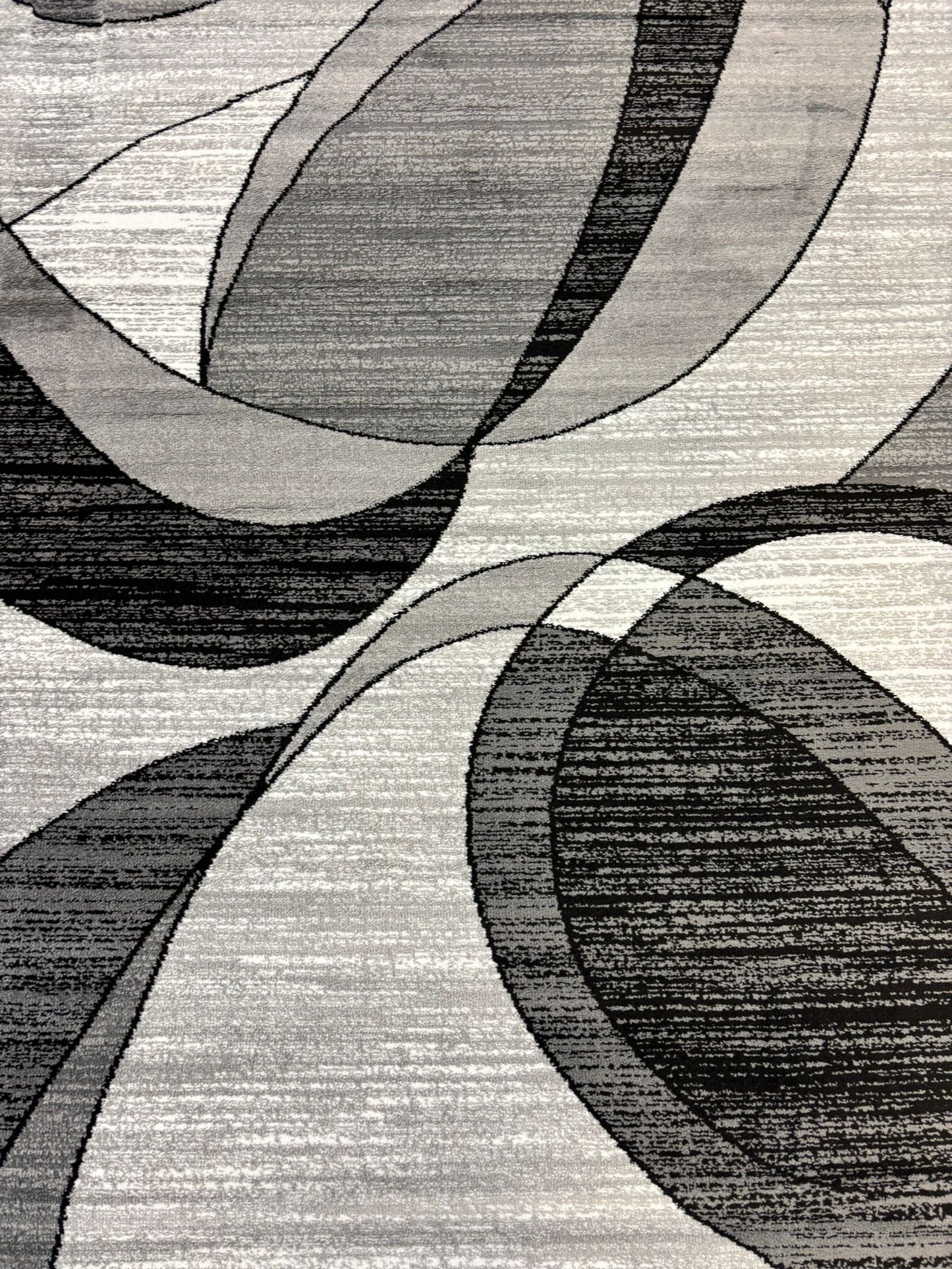 Modern Black & Gray Oval Geometric Area Rug – Stylish Contemporary Design