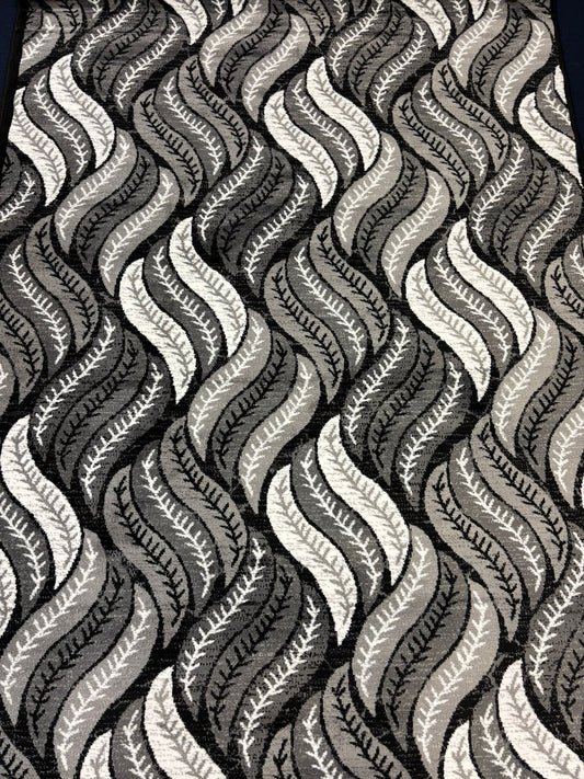 Modern Leaf Pattern Grey & Black Area Rug