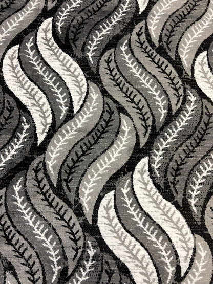 Modern Leaf Pattern Grey & Black Area Rug