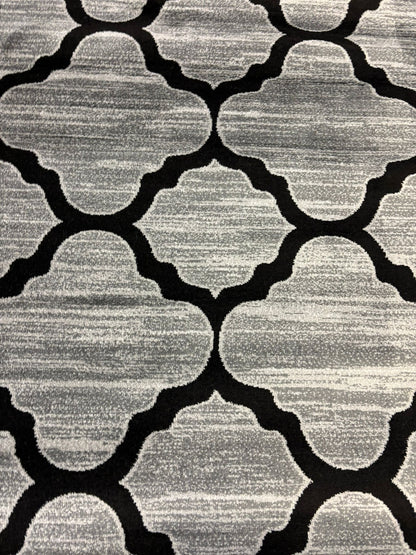 Moroccan Trellis Gray & Black Rug – Modern Geometric Area Carpet
