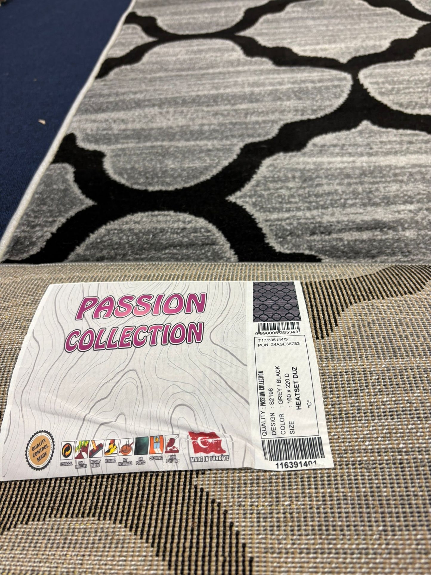 Moroccan Trellis Gray & Black Rug – Modern Geometric Area Carpet