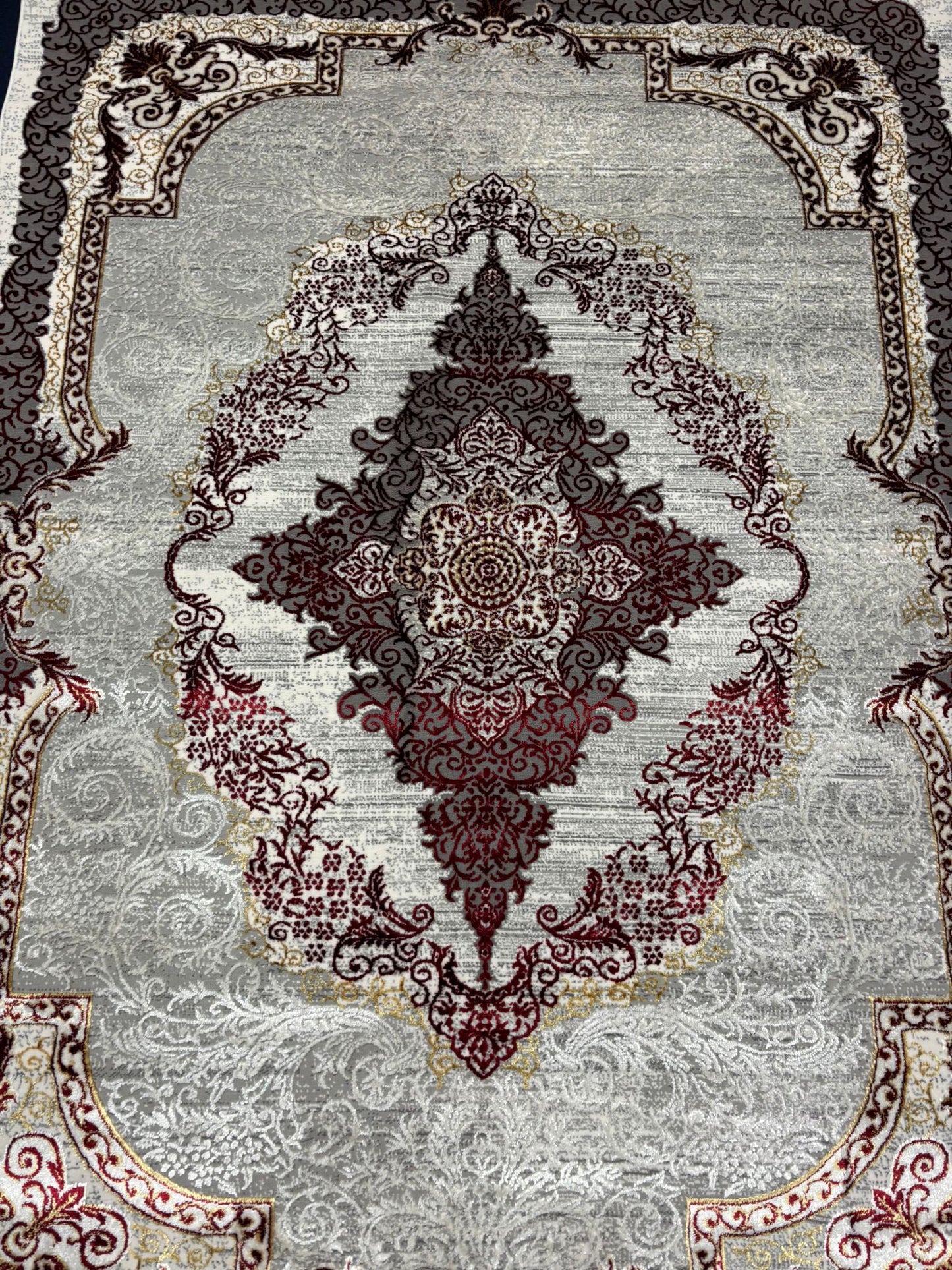 Persian Style Burgundy and Gold Area Rug – Classic Medallion Design | Elegant Traditional Look