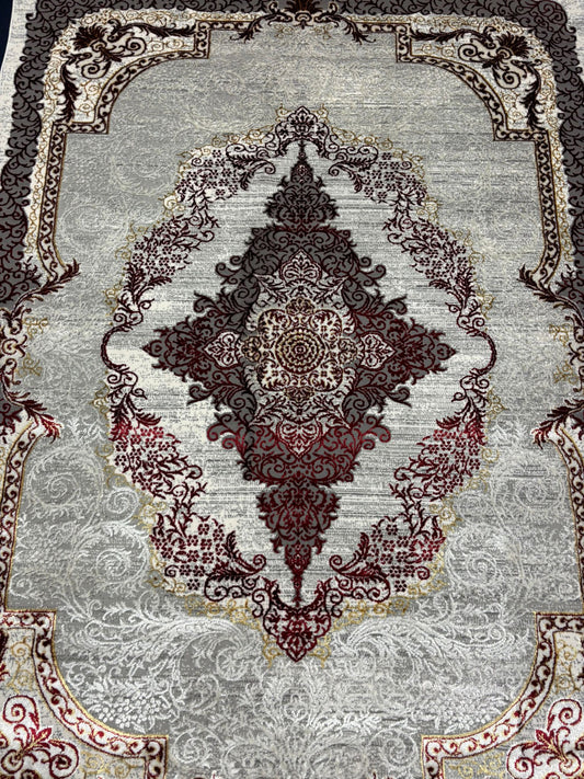 Persian Style Burgundy and Gold Area Rug – Classic Medallion Design | Elegant Traditional Look
