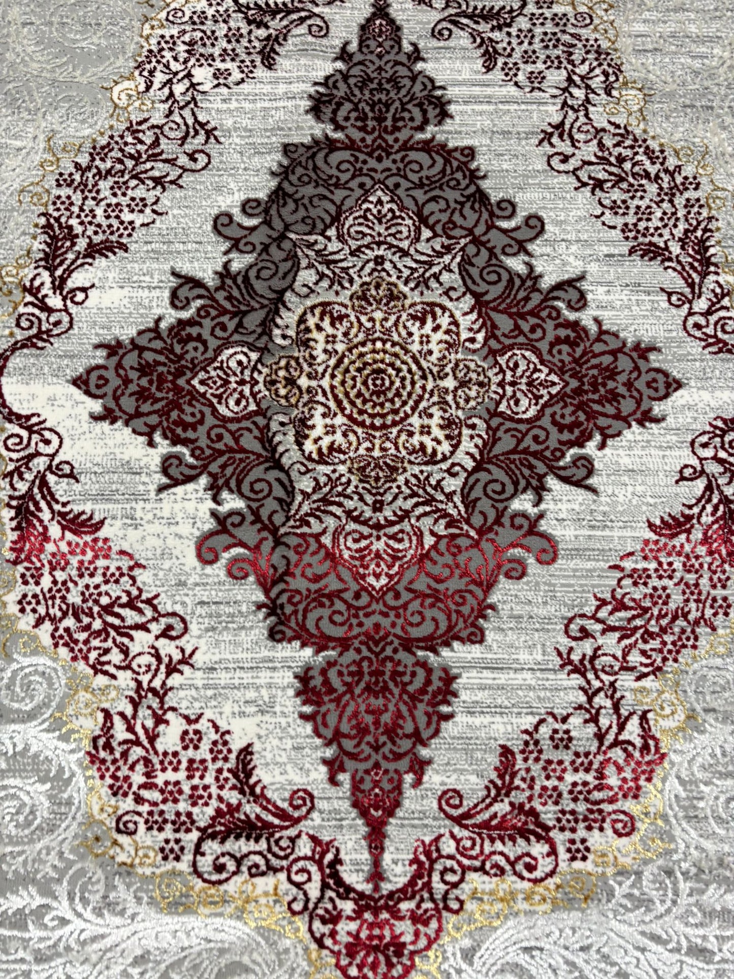 Persian Style Burgundy and Gold Area Rug – Classic Medallion Design | Elegant Traditional Look