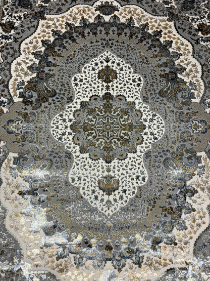 Persian Medallion Rug in Grey, Ivory & Gold – Classic Traditional Area Rug | Luxury Look