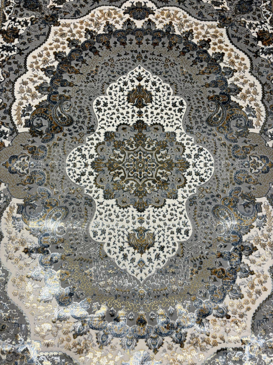 Persian Medallion Rug in Grey, Ivory & Gold – Classic Traditional Area Rug | Luxury Look