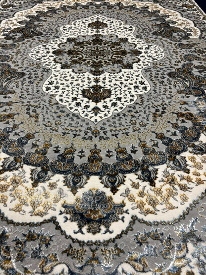 Persian Medallion Rug in Grey, Ivory & Gold – Classic Traditional Area Rug | Luxury Look