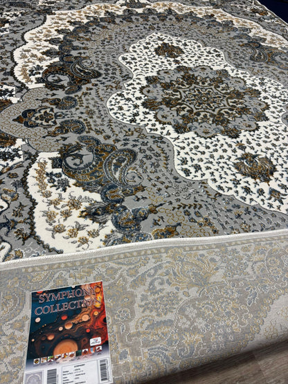Persian Medallion Rug in Grey, Ivory & Gold – Classic Traditional Area Rug | Luxury Look