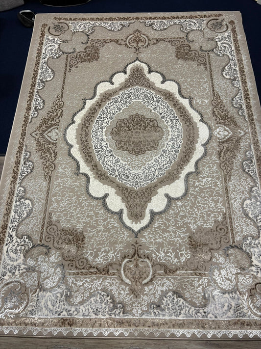 Traditional Oval Medallion Area Rug – Beige, Ivory & Grey | Classic Elegance | Free USA Shipping