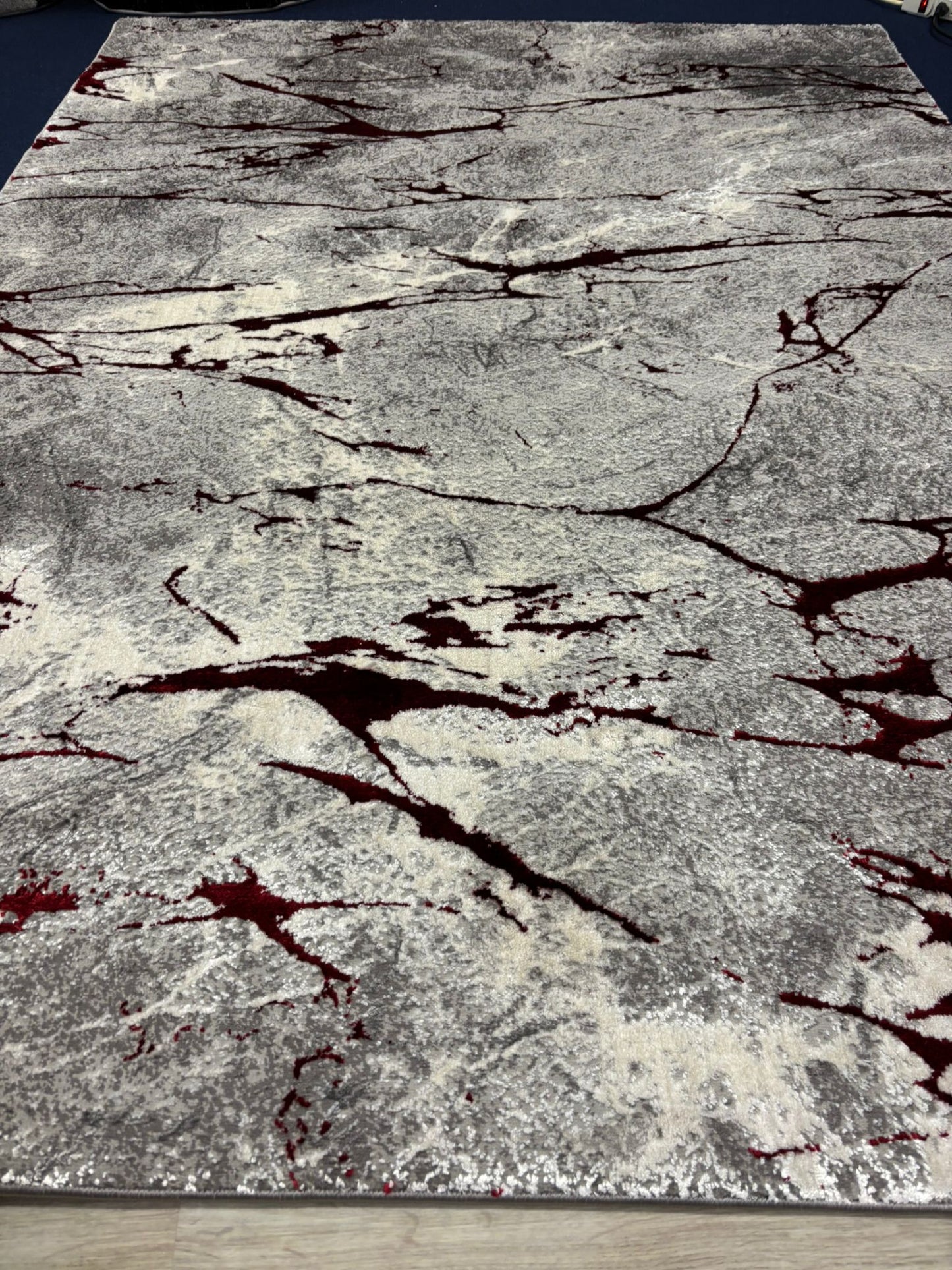 Modern Abstract Red & Grey Rug – Bold Streaked Design | Contemporary Area Rug | Free USA Shipping