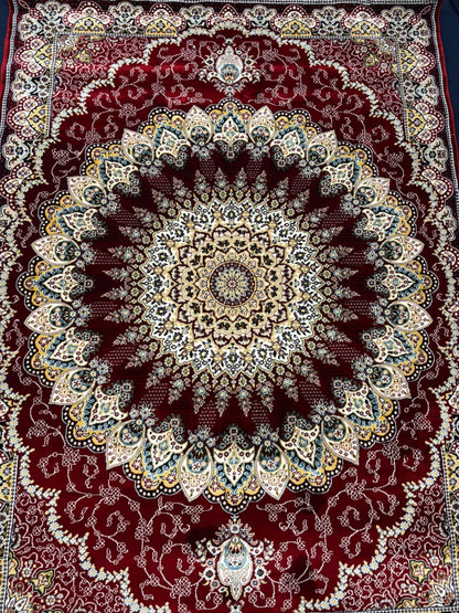 Persian Medallion Area Rug – Deep Burgundy, Gold & Cream | Classic Luxury Design | Free USA Shipping