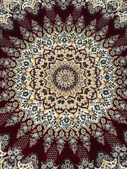 Persian Medallion Area Rug – Deep Burgundy, Gold & Cream | Classic Luxury Design | Free USA Shipping