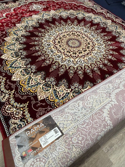 Persian Medallion Area Rug – Deep Burgundy, Gold & Cream | Classic Luxury Design | Free USA Shipping