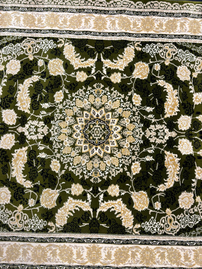 Persian Style Green Medallion Rug – Elegant Floral Design in Ivory & Gold | Classic Luxury Area Rug | Free USA Shipping