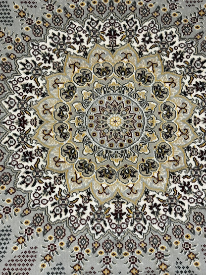 Persian Mandala Medallion Rug – Grey, Beige & Burgundy | Traditional Luxury Area Rug | Free USA Shipping