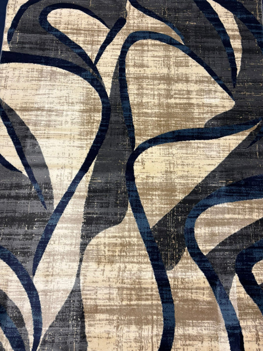 Modern Abstract Wave Pattern Rug – Grey, Black & Navy Area Carpet