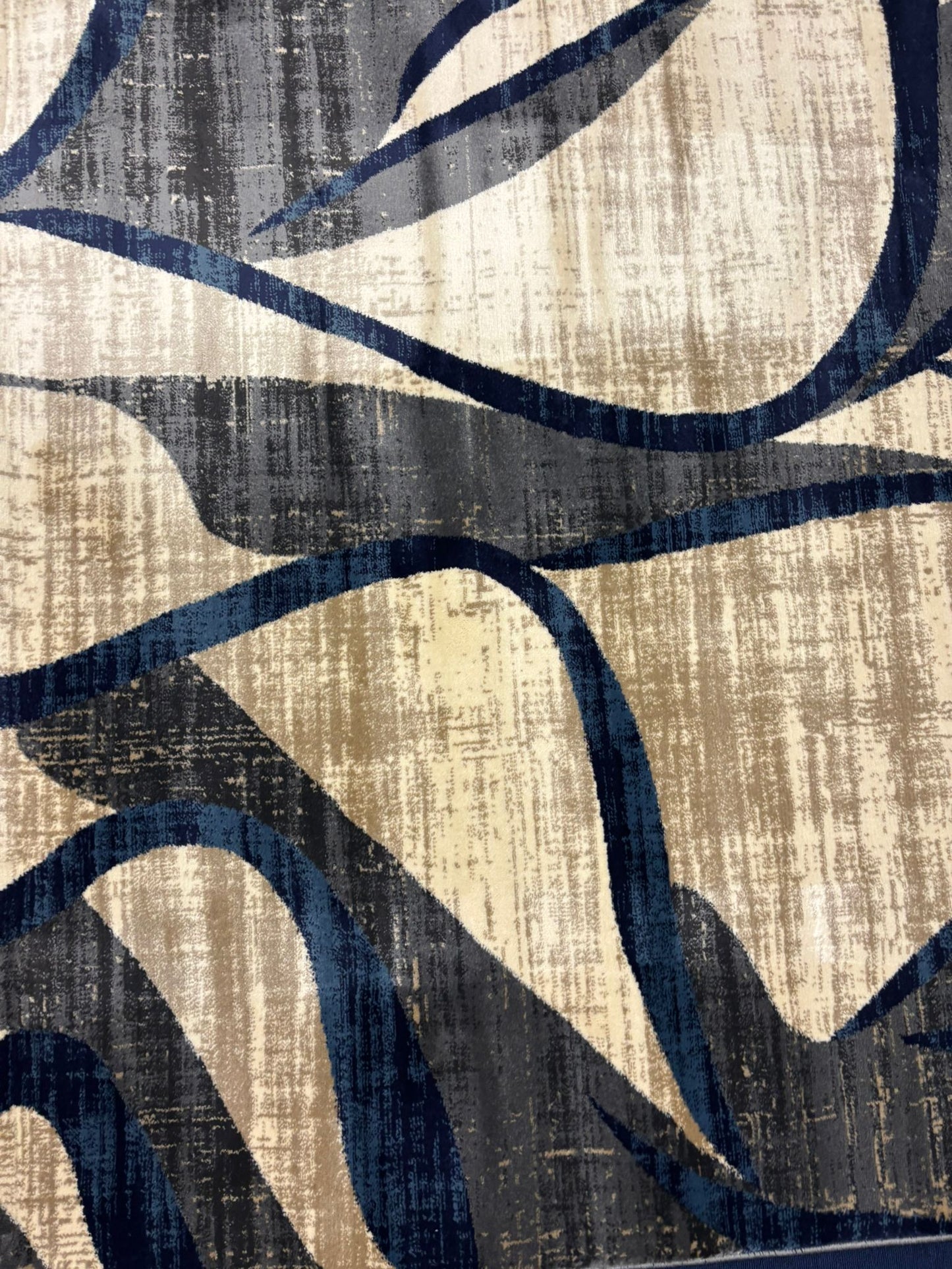 Modern Abstract Wave Pattern Rug – Grey, Black & Navy Area Carpet