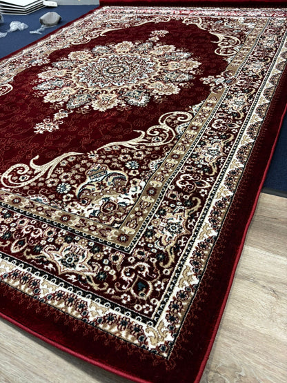 Turkish Traditional Red Area Rug – Medallion Design